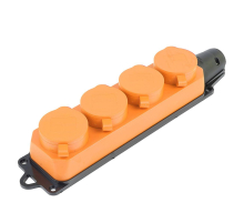 Розетка переносная 4-местная 2P+PE Stekker Одри с крышкой оранжевый RST16-24-44-5 49404