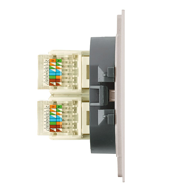 Розетка компьютерная 2-местная RJ-45 (механизм) Stekker Мия RST00-3111-08 пудровый жемчуг 50481