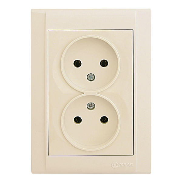 Розетка Makel 2-м СП Defne 10А IP20 б/з крем. 42010017
