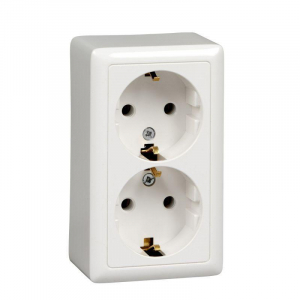 Розетка двойная 2К+З Systeme Electric Хит 16A 250V белая RA16-238I-B