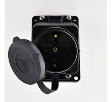 Розетка 1-ая с заглушкой Lezard Каучук черная 106-0400-0104/104