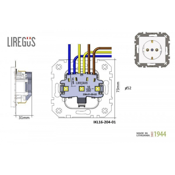 Розетка 2P+E Liregus Retro со шторками черный матовый 29-222 Розетка 2P+E Liregus Retro со шторками черный матовый 29-222