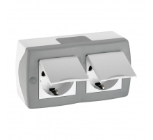 Розетка 2К+З двойная Mono Electric Octans IP20 16A 250V с крышкой винтовое подключение бело-серый 104-020001-184