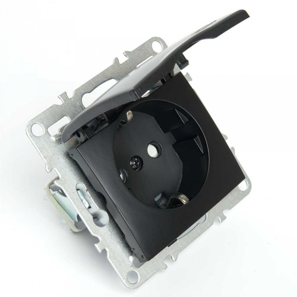 Розетка 2P+PE Stekker Эрна с крышкой черный PST16-9112-03 49156 Розетка 2P+PE Stekker Эрна с крышкой черный PST16-9112-03 49156