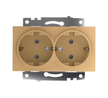 Розетка двойная 2P+PE Stekker Катрин со шторками золото GLS16-7114-08 49226