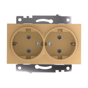 Розетка двойная 2P+PE Stekker Катрин со шторками золото GLS16-7114-08 49226