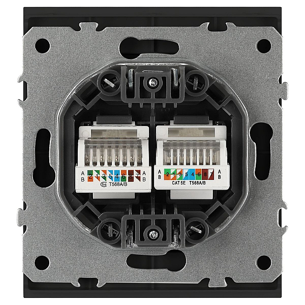 Розетка ЭРА Arktik 16-3108-05 информационная двойная 2XRJ45 антрацит Б0070488