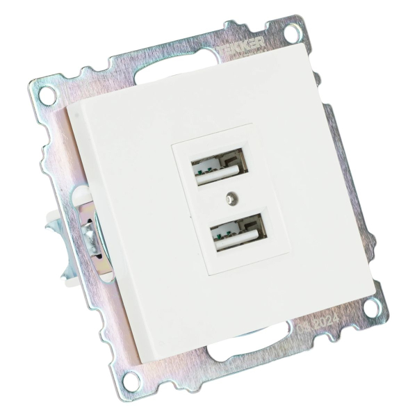 Розетка 2хUSB Stekker Катрин белый GLS10-7115-01 39686