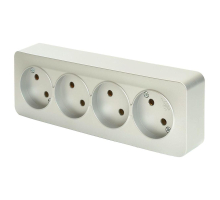 Розетка четырехместная 2P Stekker София серебро MST10-14-03 49331