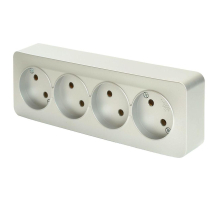 Розетка четырехместная 2P Stekker София серебро MST10-14-03 49331