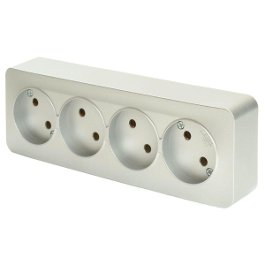 Розетка четырехместная 2P Stekker София серебро MST10-14-03 49331