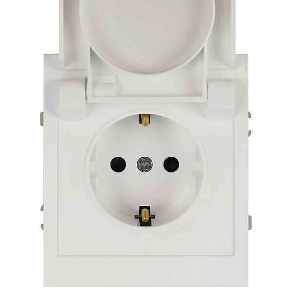 Розетка ЭРА Arktik 16-2103-08 с заземлением 2P+E Schuko со шторками с крышкой 16А-250В белый матовый Б0070441