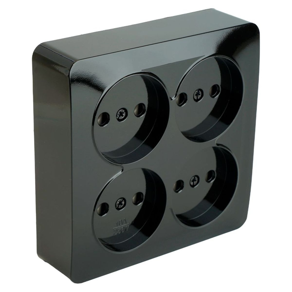 Розетка четырехместная 2P Stekker София черный MST10-14S-02 49321