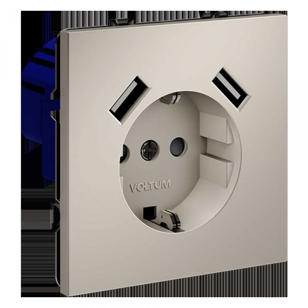 Розетка встраиваемая Voltum S70 с заземлением и защитными шторками, 16А, с USB, A+A, (кашемир) VLS040403 Розетка встраиваемая Voltum S70 с заземлением и защитными шторками, 16А, с USB, A+A, (кашемир) VLS040403