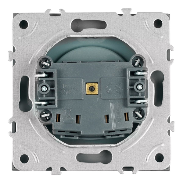 Розетка 1-местная с защитной шторкой (механизм), STEKKER, б/з, 250В, 16А, серия Эмили, RST16-5109-10, платиново-серый, soft touch 49954