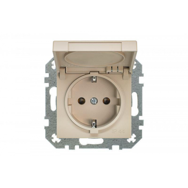 Розетка 2P+E Liregus Retro с крышкой кремовый омбре 29-123 Розетка 2P+E Liregus Retro с крышкой кремовый омбре 29-123