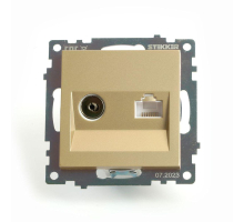 Розетка телевизионная TV + компьютерная RJ-45 Stekker Катрин золото GLS00-7106-08 49230