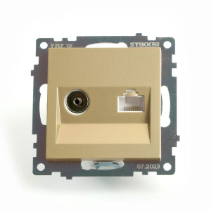 Розетка телевизионная TV + компьютерная RJ-45 Stekker Катрин золото GLS00-7106-08 49230
