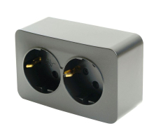 Розетка двойная 2P+PE Stekker София черный матовый MST16-12-05 49498