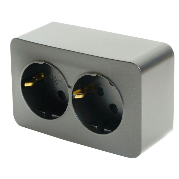 Розетка двойная 2P+PE Stekker София черный матовый MST16-12-05 49498