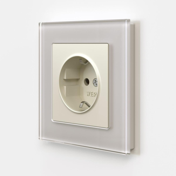Розетка с заземлением и шторками Werkel айвори матовый W1171162 4690389184741