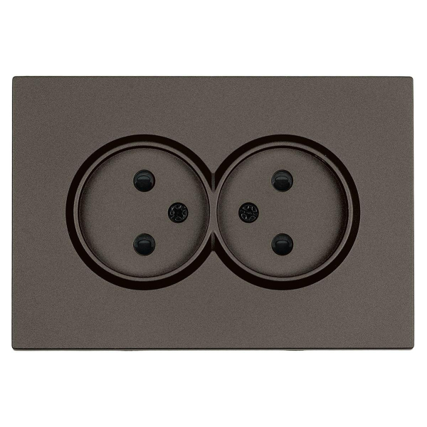 Розетка 2-местная с защитной шторкой, Stekker, б/з, 250В, 16А Эмили, RST10-5116-09, антрацит, soft touch 49929