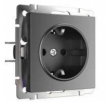 Розетка с заземлением и шторками Werkel графит W1171164 4690389194412