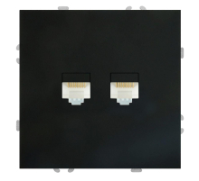 Розетка компьютерная 2-местная RJ-45 (механизм), STEKKER, серия Эмили, RST00-5111-05, черный уголь, soft touch 49848
