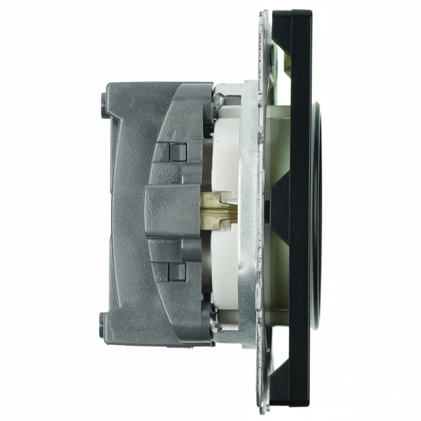 Розетка 2P+PE Stekker Эмили со шторками черный уголь RST16-5110-05 49854