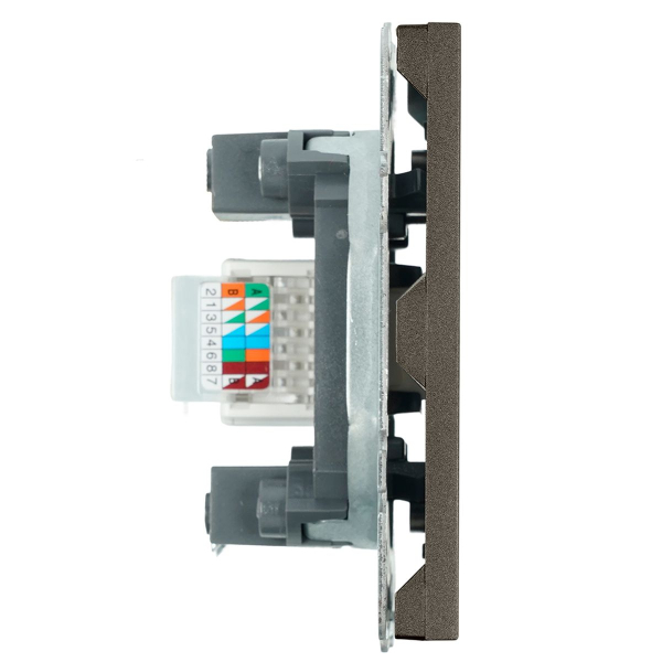 Розетка компьютерная 1-местная RJ-45 (механизм), Stekker Эмили, RST00-5117-09, антрацит, soft touch 49925