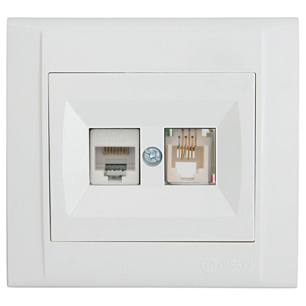 Розетка комп. ( cat 5) + тf евро Makel Defne 42001037 Розетка комп. ( cat 5) + тf евро Makel Defne 42001037
