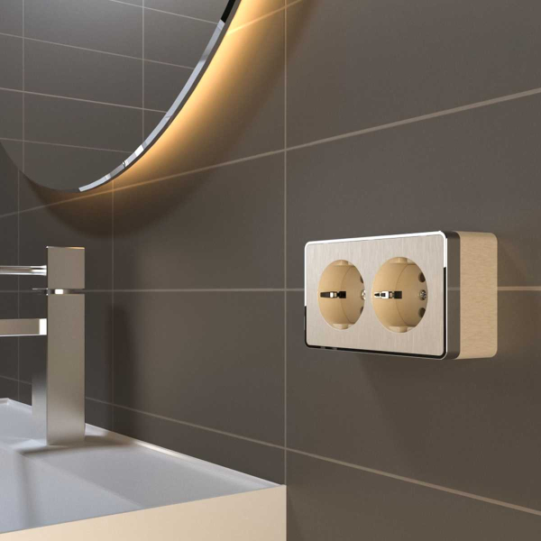 Розетка Werkel двойная с заземлением Gallant шампань рифленый W5072110 4690389164682