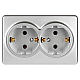 Розетка ЭРА Эксперт 11-2205-03 двойная с заземлением 2х2P+E Schuko IP20 16A-250В ОУ алюминий Б0063046