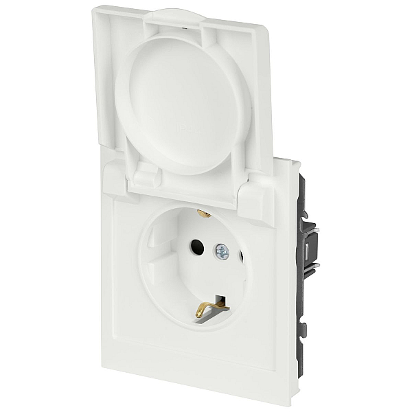 Розетка ЭРА Arktik 16-2103-08 с заземлением 2P+E Schuko со шторками с крышкой 16А-250В белый матовый Б0070441