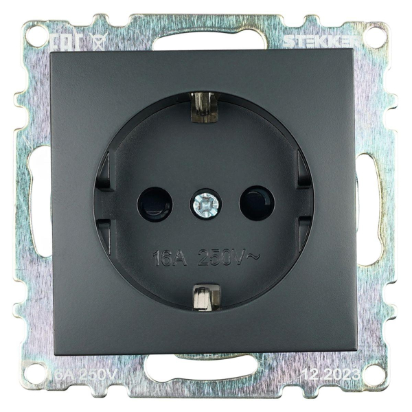 Розетка 1-местная Stekker Катрин GLS16-7110-05 черный 39610