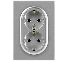 Розетка ЭРА Arktik 16-2105-03 двойная с заземлением 2X2P+E Schuko со шторками 16А-250В алюминий Б0070456