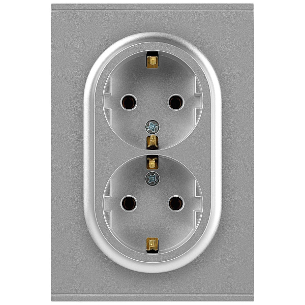 Розетка ЭРА Arktik 16-2105-03 двойная с заземлением 2X2P+E Schuko со шторками 16А-250В алюминий Б0070456