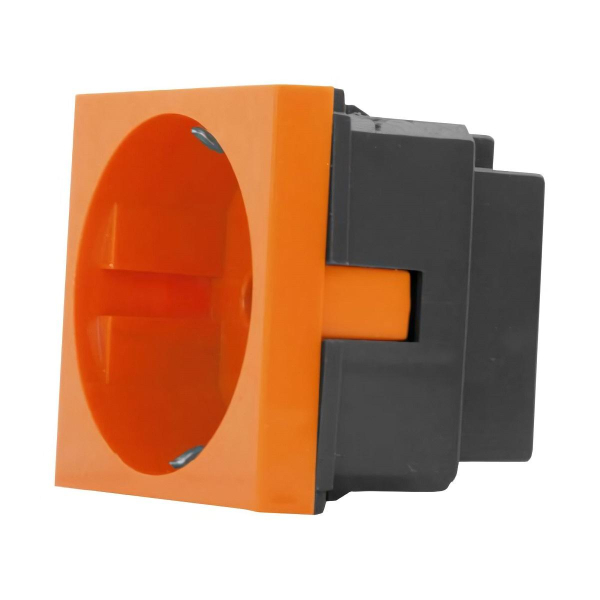 Розетка LK Studio с з/к, со шторками (оранжевый) LK45 ( для выделения 'чиcтого питания сети') 851112