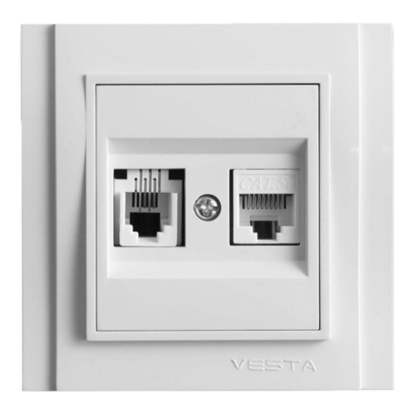 Розетка LAN/телефонная Vesta-Electric Verona белый FRZ00020104BEL Розетка LAN/телефонная Vesta-Electric Verona белый FRZ00020104BEL