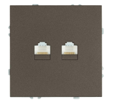 Розетка компьютерная 2-местная RJ-45 (механизм), Stekker Эмили, RST00-5111-09, антрацит, soft touch 49926