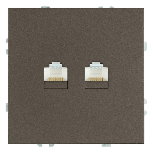 Розетка компьютерная 2-местная RJ-45 (механизм), Stekker Эмили, RST00-5111-09, антрацит, soft touch 49926