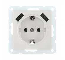 Розетка LK Studio с з/к + 2хUSB разъема, 2А (белый) LK60 868004-1