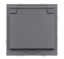 Розетка 1-местная с крышкой с защ. штор, STEKKER, с/з, 250В, 16А, серия Эмили, RST16-5112-10, платиново-серый, soft touch 49959