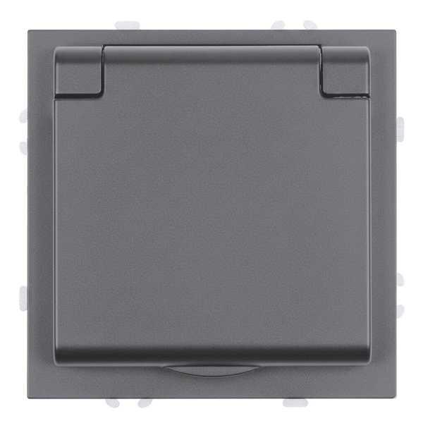 Розетка 1-местная с крышкой с защ. штор, STEKKER, с/з, 250В, 16А, серия Эмили, RST16-5112-10, платиново-серый, soft touch 49959