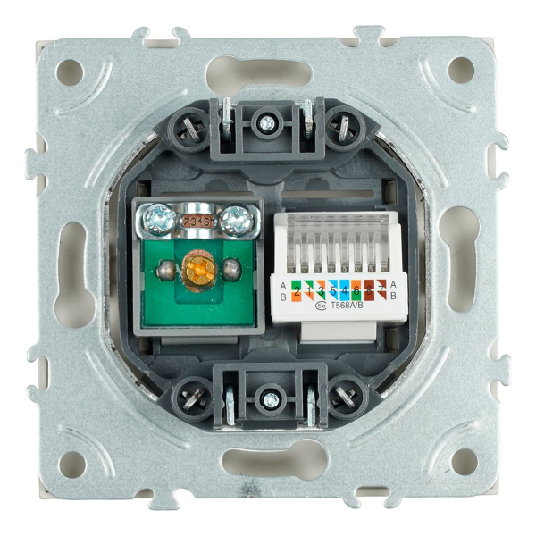 Розетка TV + компьютерная RJ-45 (механизм), Stekker Эмили, RST00-5106-08, кашемир, soft touch 49898