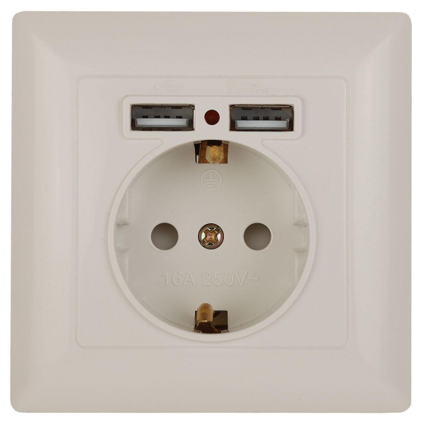 Розетка ЭРА Intro Solo Schuko P+E 16A 250V со шторками 2хUSB слоновая кость 4-410-02 Б0043404 Розетка ЭРА Intro Solo Schuko P+E 16A 250V со шторками 2хUSB слоновая кость 4-410-02 Б0043404