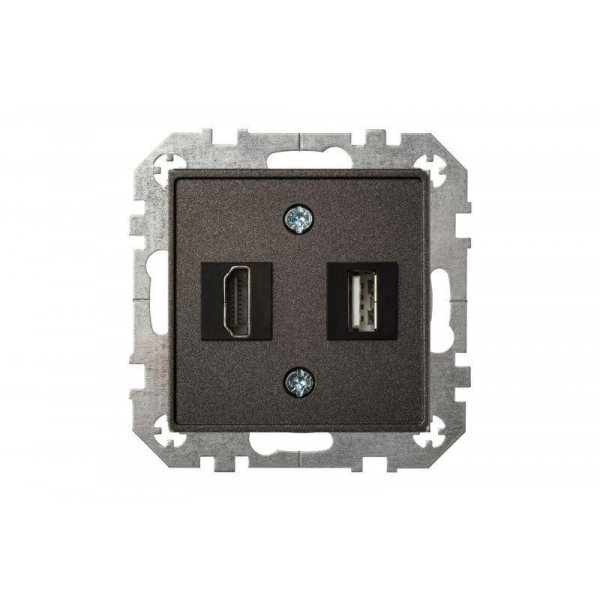 Розетка HDMI/USB Liregus Epsilon антрацит 28-1131 Розетка HDMI/USB Liregus Epsilon антрацит 28-1131