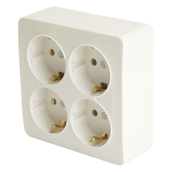 Розетка 4-местная 2P+PE Stekker София белый MST16-14S-01 49310