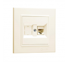 Розетка Makel компютерная CAT5 + гнездо СП Karea IP20 крем. 56010035