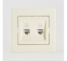 Розетка 2-ая компьютерная Lezard Rain кремовая 703-0303-141